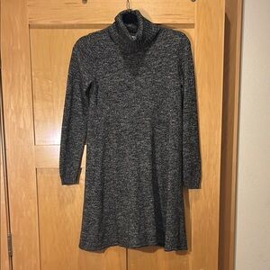 Gray A-Line Turtleneck Sweater Dress